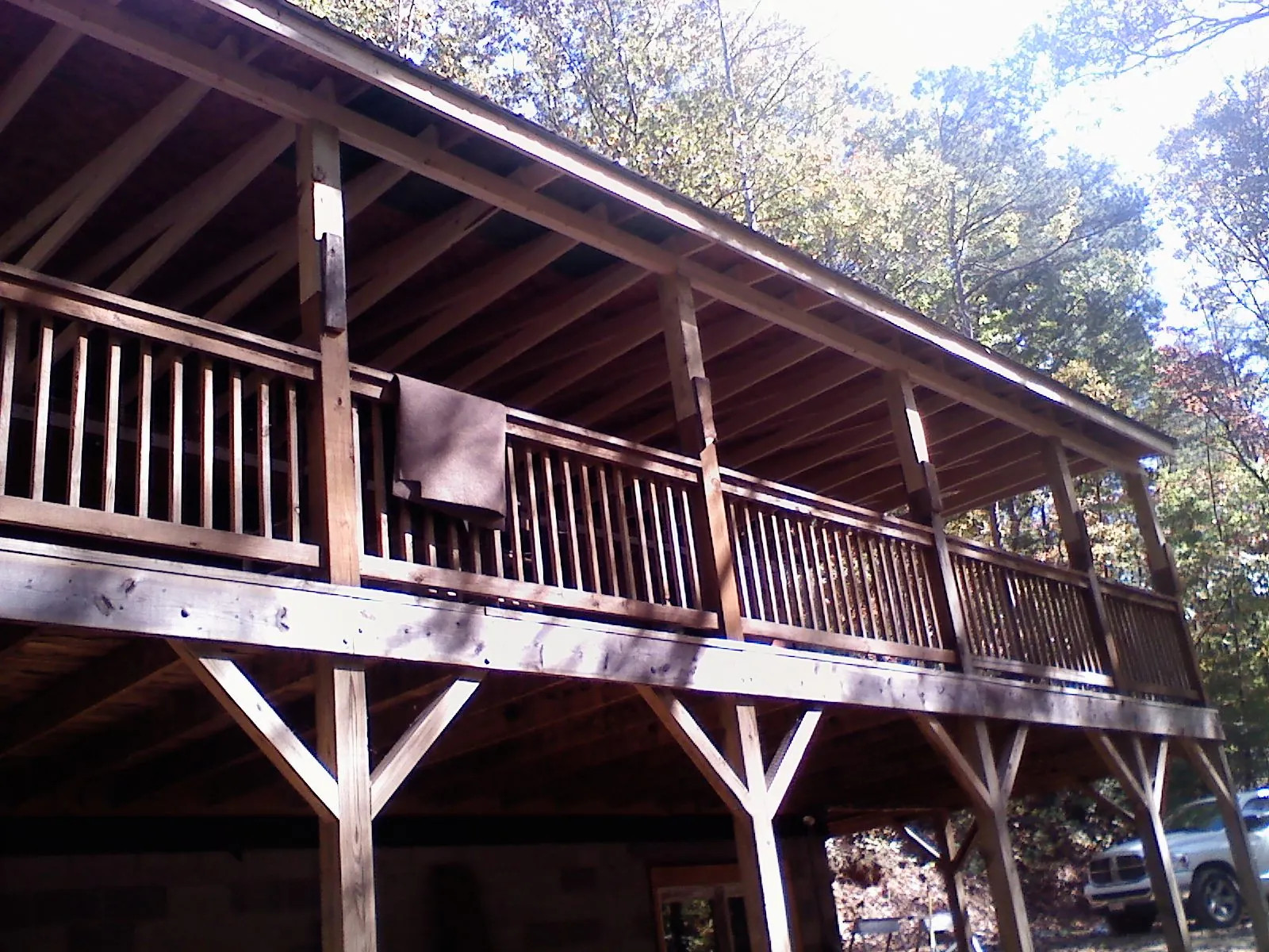 Timber framing under a new elevated porch and deck — Roof Leak Repair in Fisher by Roofing Brothers